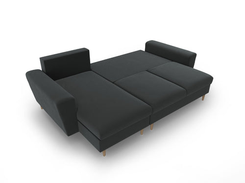 Cosmopolitan Design Omkeerbare converteerbare hoekbank met opbergdoos Kyoto 4-zits, flueel donkergrijs - 145x241x88cm