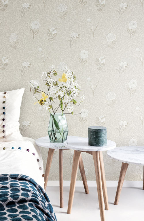 Masureel behang bloemen grijs - 53 cm x 10.05 m - 632009 - vtwonen shop