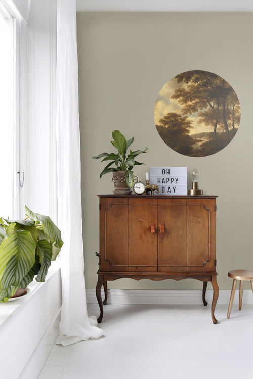 ESTAhome zelfklevende behangcirkel bosrijk landschap oranje - Ø 70 cm - 158988