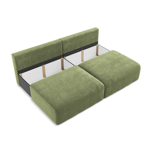 LaMiaSofa 3-zits slaapbank Ostia - chenille stof - groente - 216x102x79