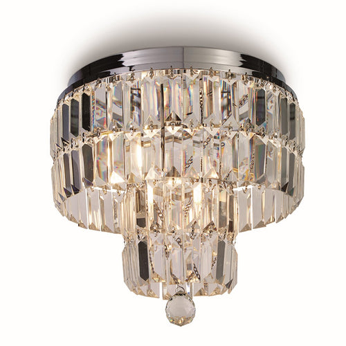 Empire 4-lichts plafondlamp, chroom en helder glas, IP44