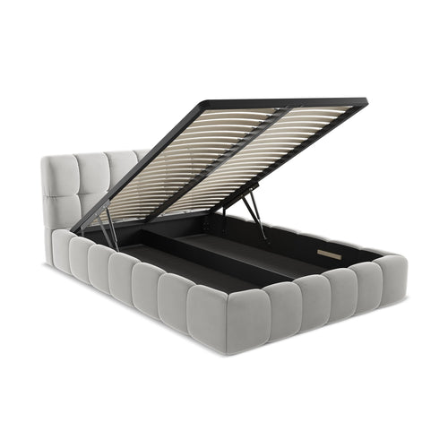 LaMiaSofa Bed met opbergruimte Roma - velours - zilver - 160x228x82