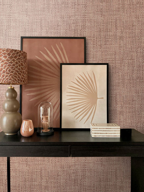 Origin Wallcoverings behang geweven linnenstructuur terracotta roze - 50 x 900 cm - 348054