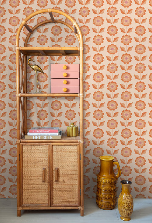 ESTAhome behang bloemen oranje - 50 x 900 cm - 130977 - vtwonen shop