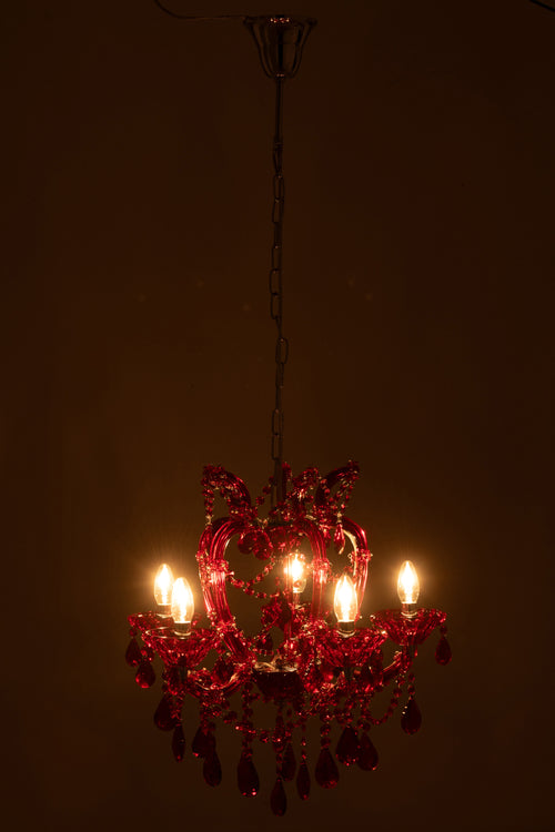 J-Line hanglamp Kand Antiek - glas - rood