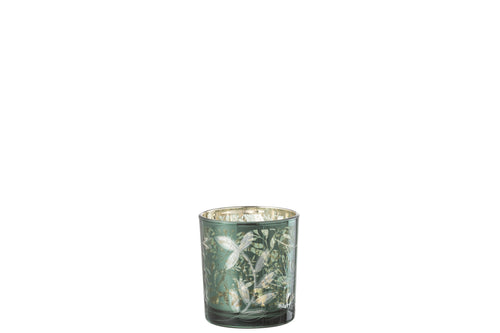 J-Line windlicht Blaadjes - glas - groen/goud - small - vtwonen shop