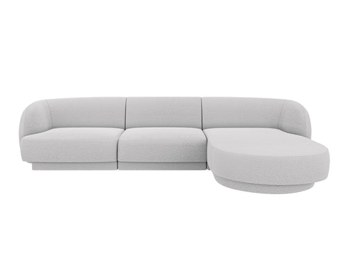 Micadoni rechter hoekbank Miley 4-zits, boucle lichtgrijs - 156x255x70cm