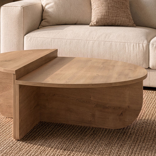 Calicosy - ORION Set van 2 salontafels - Licht hout - 90x90x35 cm