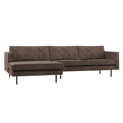 WOOOD chaise longue bank links Rodeo - Ribstof - Bruin - 85x300x155 - vtwonen shop