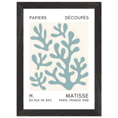 Artfulprints Poster met Lijst Matisse – Coral shadows turquoise   - A4 21x29.7 cm - Turquoise