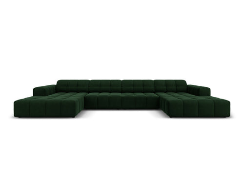 Cosmopolitan Design Panoramische bank Chicago 6-zits, flueel flessengroen - 167x375x78cm