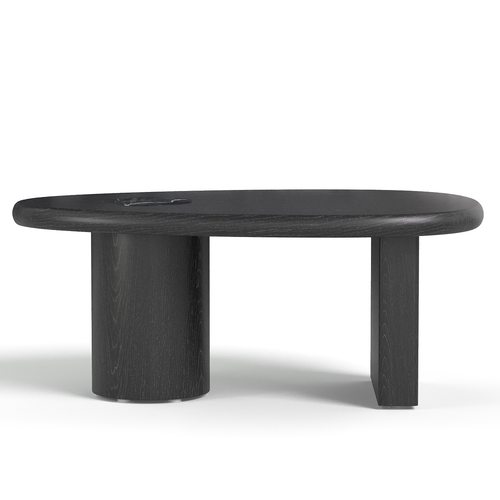 Premium Interiors - Salontafel MARSULA - multiplex en marmer zwart marmer en zwarte voet 100cm