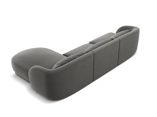 Cosmopolitan Design rechter hoekbank Tulum 4-zits, flueel, lichtgrijs - 156x255x70cm