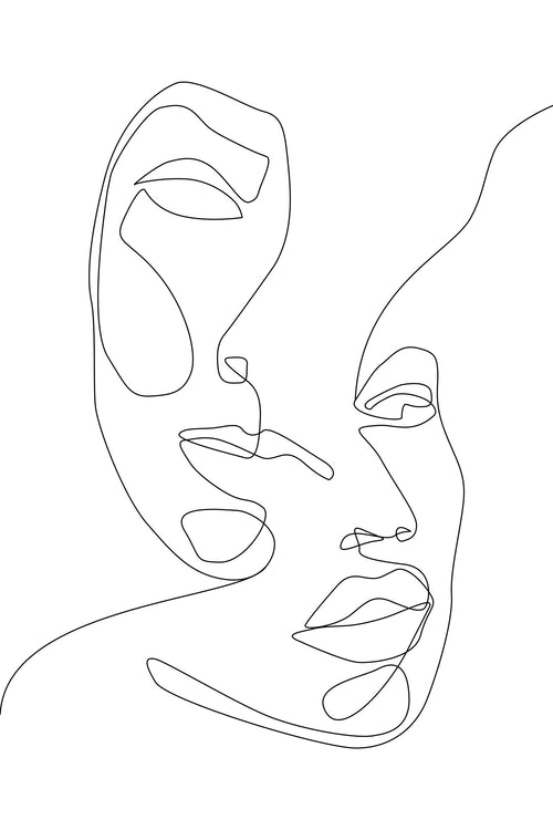 ESTAhome fotobehang line art gezichten zwart wit - 200 x 300 cm - 158936 - vtwonen shop