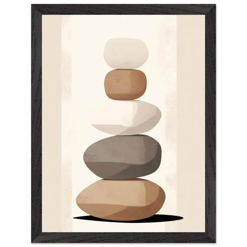 Artfulprints Poster met Lijst Stacked stones   - 30x40 cm - Taupe