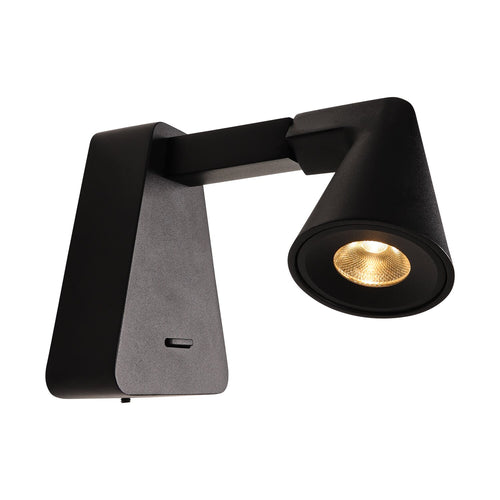 Atmooz wandlamp Lecci - zwart - 7 x 13 x H 10 cm - geïntegreerde led