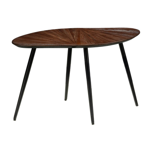 Mica Decorations Dane Bijzettafel Set van 2 - Bruin - Organisch Design - Zwarte Metalen Poten - L79 X B39 X H45 cm