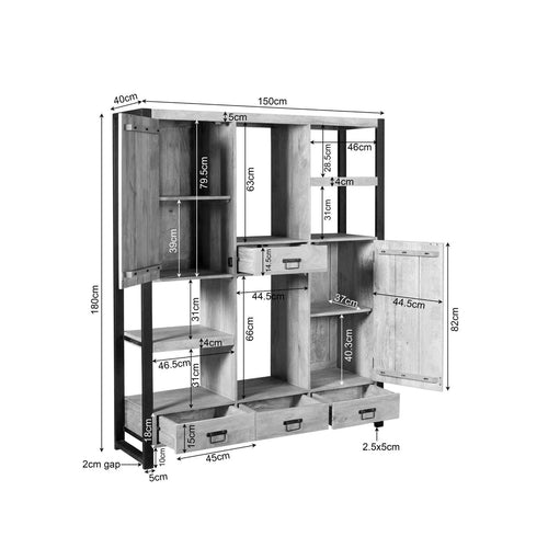 StarFurn Vakkenkast Boaz - Rechthoek Naturel Hout - 150x40x180cm - vtwonen shop