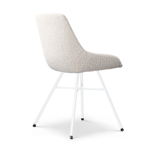 Nolon Noa-Isa Eetkamerstoel Bouclé Beige - Stof - Wit Onderstel - vtwonen shop