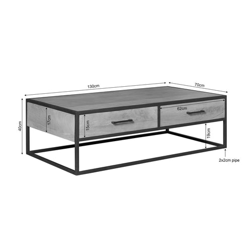 Starfurn Salontafel Dakota - Rechthoekig Naturel Hout - 130x70x40cm