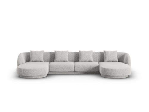 Cosmopolitan Design Panoramische bank Tulum 5-zits, chenille, lichtgrijs - 156x330x70cm