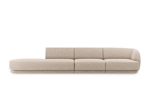 Micadoni linker bank Miley 4-zits, structurele stof beige - 90x323x70cm