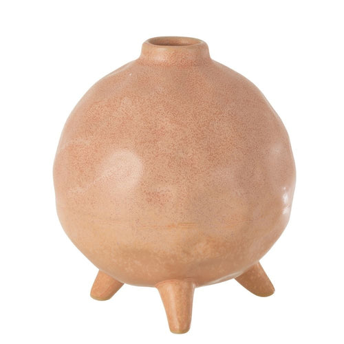J-Line vaas Voet Rond - keramiek - roze/oranje - Ø 15 cm