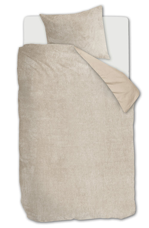 Ambiante Plush Teddy dekbedovertrek - Eenpersoons - 140x200/220 - Zand