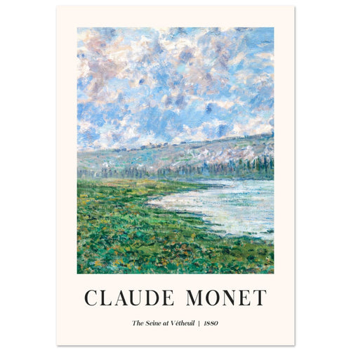 Artfulprints Poster met Lijst Claude Monet - The Seine at Vétheuil   - 70x100 cm - Blauw