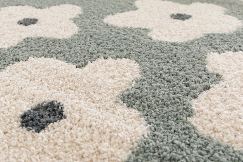 AFK Living vloerkleed Bloemen - voor kinderen - groen - 80 x 150 cm