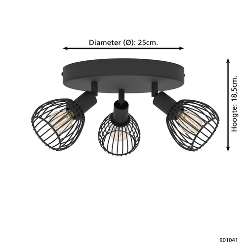 EGLO spot Sonnino - e14 - ø 25 cm - zwart - vtwonen shop