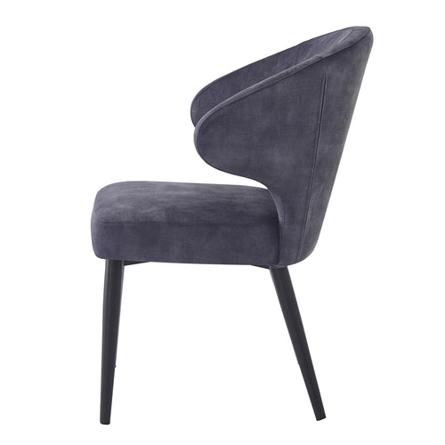 Livingfurn eetkamerstoel Donna - Velvet - Antraciet - 2 stuks