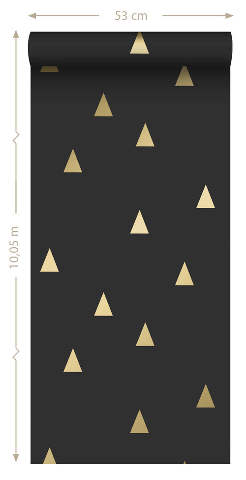 ESTAhome behang grafische driehoeken zwart en goud - 53 cm x 10.05 m - 139123 - vtwonen shop