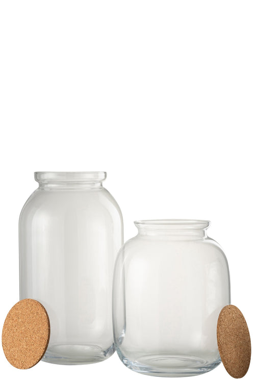 J-Line voorraadpot Roxy - glas/kurk - transparant - large
