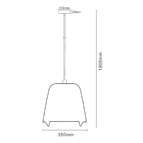 Artdelight hanglamp Santiago - 1 lichts - 35  x 175   cm - mat-chroom - zwart