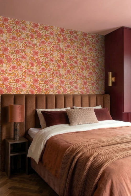 ESTAhome behang bloemen roze en groen - 50 x 900 cm - 132195