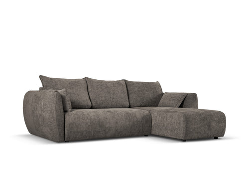 Cosmopolitan Design Converteerbare hoekbank rechts met opbergdoos Matera 4-zits, chenille, grijs - 173x253x86cm