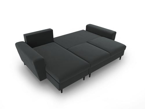 Cosmopolitan Design Omkeerbare converteerbare hoekbank met opbergdoos Kyoto 4-zits, flueel donkergrijs - 145x241x88cm