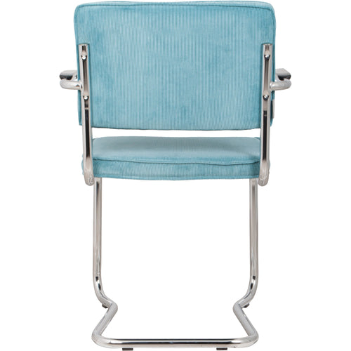 Zuiver Ridge Rib Kink Eetkamerstoelen met armleuning Blauw - Set van 2 - vtwonen shop