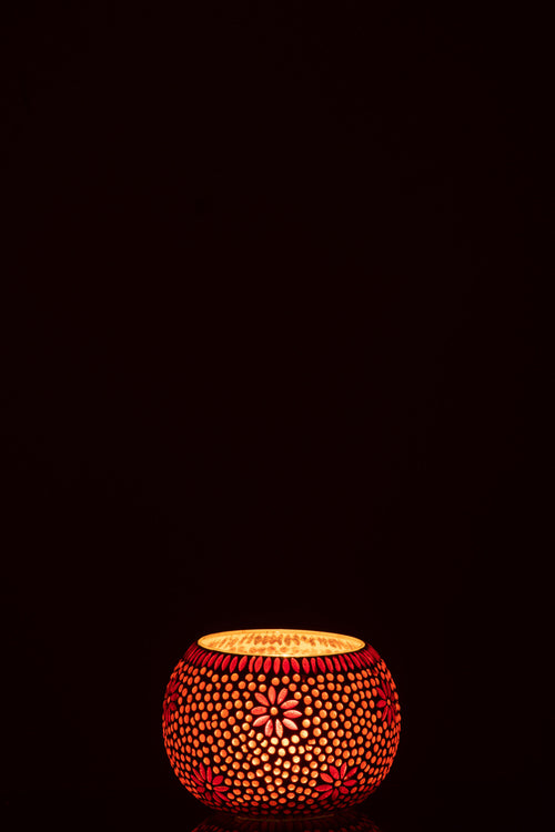 J-Line kaarshouder Bram - glas - rood - large - 2 stuks