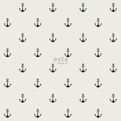 ESTAhome behang ankers beige en zwart - 53 cm x 10.05 m - 128873