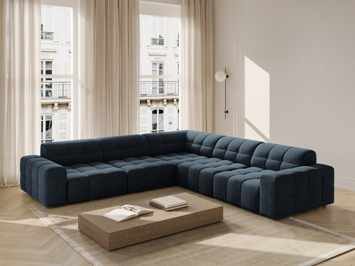 Cosmopolitan Design Symmetrische hoekbank CHICAGO 4-zits, chenille koningsblauw - 285x285x78cm