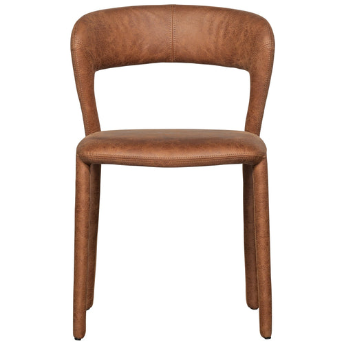 WOOOD eetkamerstoelen Noble - Leerlook - Cognac - Set van 6