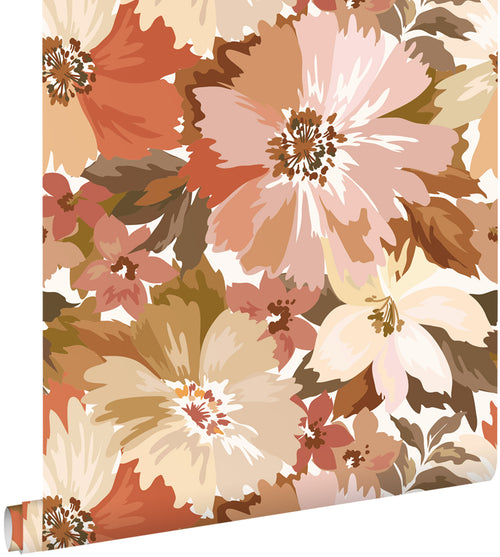 ESTAhome behang bloemen terracotta - 50 x 900 cm - 131265 - vtwonen shop