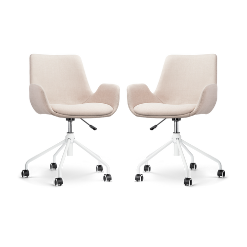 Nolon Nout-Eef Bureaustoelen Set van 2 - Beige - Wit Onderstel