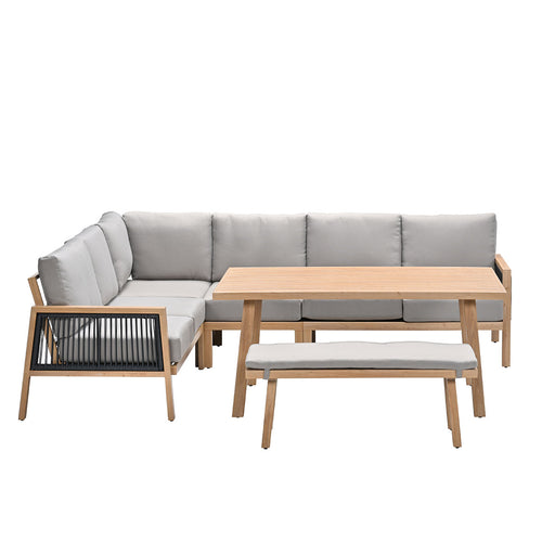 Garden Impressions lounge dining set San Capri teak look - aluminium - 6-delig