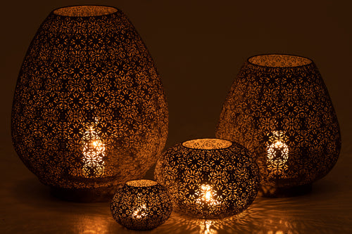 J-Line windlicht Oosters Eivorm - metaal - grijs - large - vtwonen shop