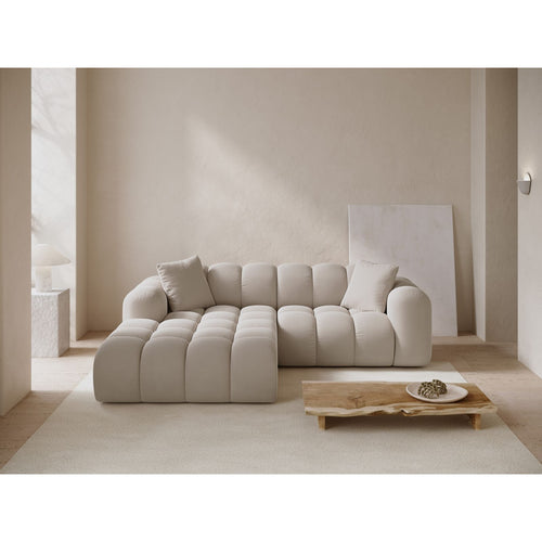 Cosmopolitan Design - Linker hoekbank Treno 3-zits, flueel donkerbeige - 184x240x70cm