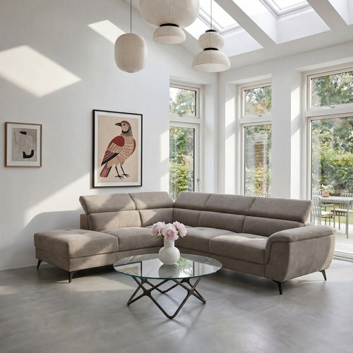 Furnhouse chaise longue bank links Betis - Taupe - Stof - 95x290x90