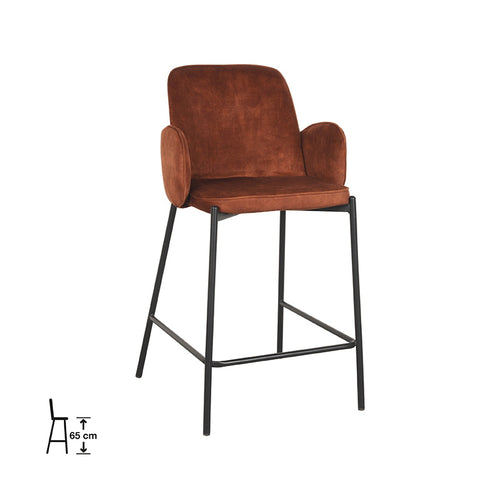 LABEL51 Barkruk Jari - Bruin Velvet - Zithoogte 65cm - Set van 2 - vtwonen shop